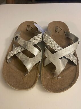NWT White Mountain Women’s Metallic Silver Braided Cross Strap Sandals